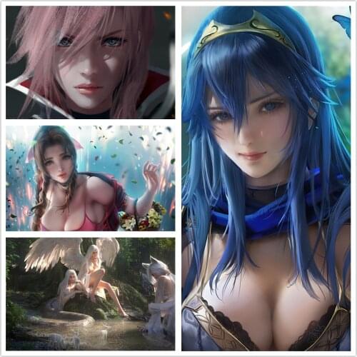 HD Beauty Anime Game Fantasy Girl HD Prints Canvas Wall Art Painting Modular Pictures Home Decoration Poster Living Room Frame