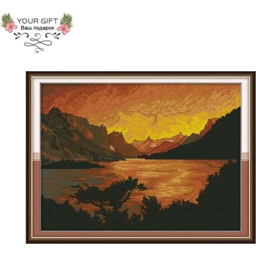 Joy Sunday Evening Home Decoration FA027 14CT 11CT Counted Stamped Evening Needlework Handcraft Cross Stitch Kits