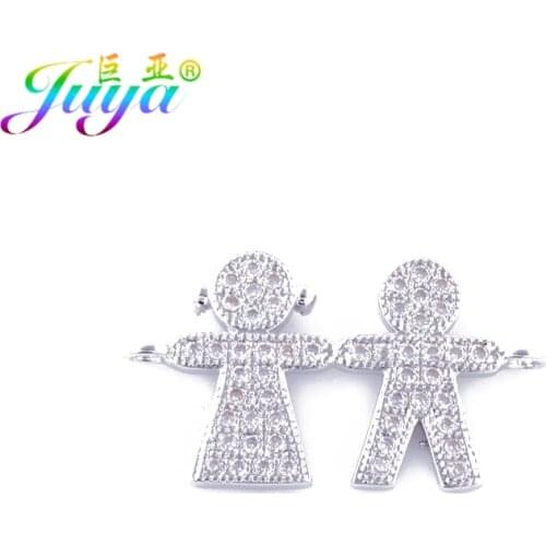 Juya DIY Jewelry Findings Handmade Boy and Girl Charm Connectors Accessories For Women Friendship Bracelet Necklace Making