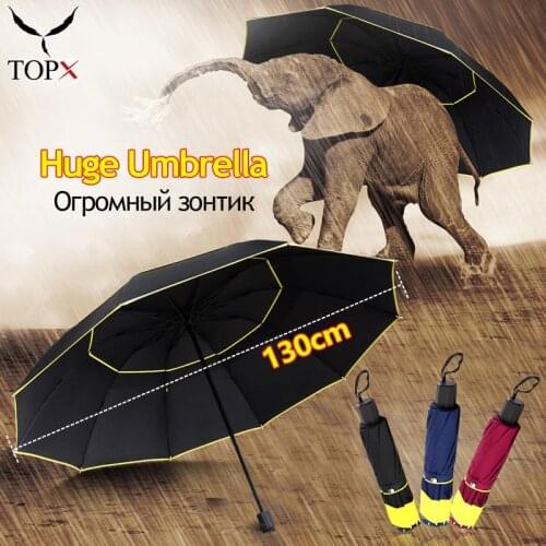 Quality 130cm Double Strong Wind Resistant Umbrella Rain Women Large 3Fold Big Umbrellas Men Family Travel Business зонт мужской