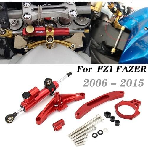 Motorcycle CNC Aluminum Steering Damper Bracket Set Stabilizer Linear Dampers Mounting Support For Yamaha FZ1 FAZER 2006 - 2015