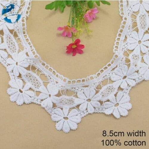 8.5cm wide white 100% cotton embroidery lace french lace ribbon fabric guipure diy trims wedding lace sewing Accessories#4062