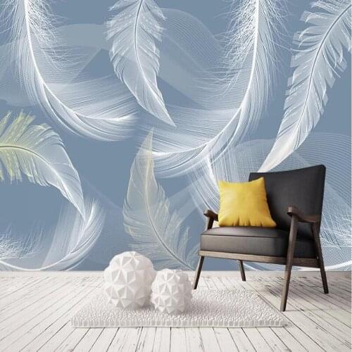 Custom Any Size Mural Wallpaper Nordic Feather Modern Abstract Art Wall Painting Living Room TV Sofa Bedroom Home Decor Frescoes