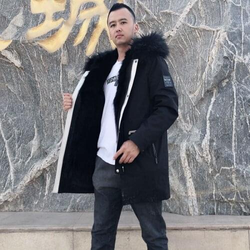 Genuine Raccoon Fur Coat Men Winter Parkas 2020 New Fashion Detachable Outerwear Plus-Size Customized