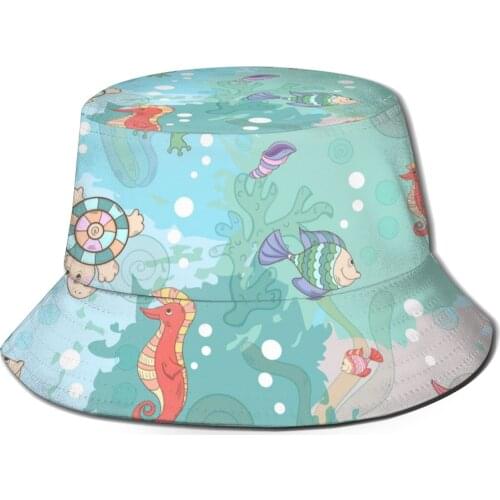 CINESSD Abstract Marine Life On Blots Bucket Hat Summer Hats Fisherman Hat Foldable Women Men Sunscreen Shade Caps