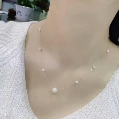 Shilovem 18k yellow gold Natural freshwater pearls pendants fine Jewelry women trendy plant necklace gift new mymxl0408zz