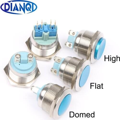 22mm Semi-oxidation brass press/Push button switch domed/flat/high head 1NO/1NO1NC momentary/Latching Car waterproof 4pin/Screw