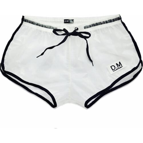 Transparent Swimwear Sexy Gay Mens Swimming Shorts See-through PVC Soft Waterproof Swim Trunks Swimsuit Beach Bathing Suit Brief