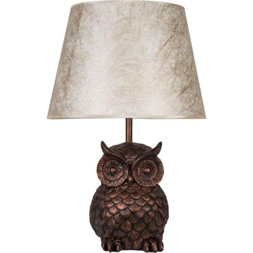 Qdec New Season Gift Fashion Trend Style Animal Figure Stand Table Lamp Modern Designed Owl Lampshade Copper Gold