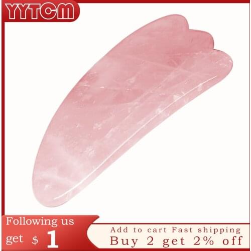 Rose quartz Massage powder crystal Natural Rose Quartz Guasha Scraping Beauty Kit Simming Arm Leg V Facial Plate