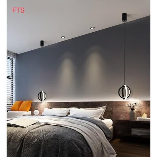 Nordic bedroom lamp bedside single head led chandelier simple modern personality ring light luxury restaurant chandelier