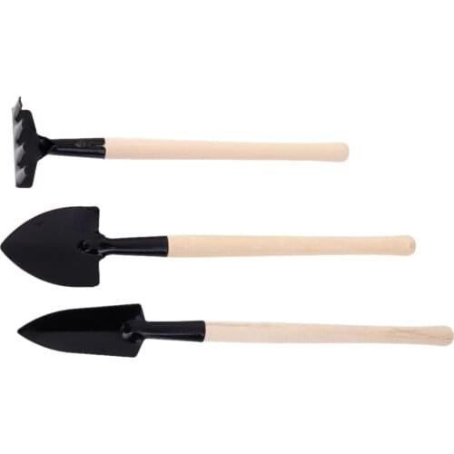 Shovel Rake Spade Wood Handle Metal Head Kids Tool Mini Gardening Tool Set
