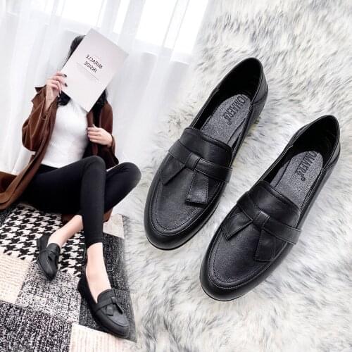Spring new casual womens shoes British Wind Retro College wind casual small leather shoes womens thick heel