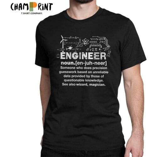 Vintage Engineer Humor Definition T-Shirts Men Crewneck Cotton T Shirt Engineering Short Sleeve Tees Party Clothing