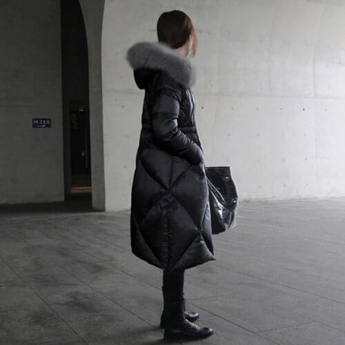 Coat Winter Female Warm 20% Duck Down Jacket + Natural Fox Fur Hooded Clothes Korean X-Long Down Parka Hiver 006602