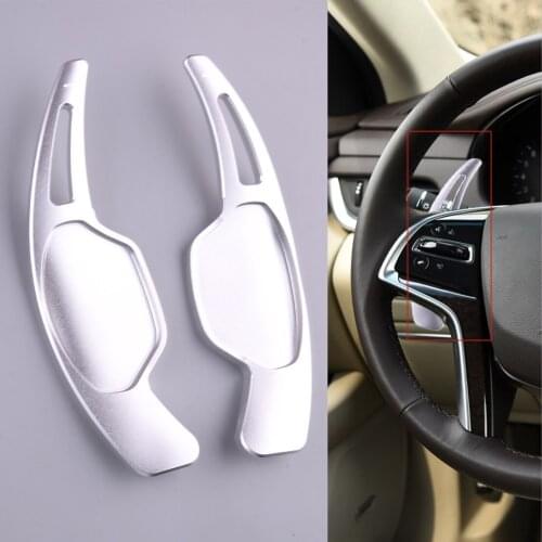 1 Pair Silver Steering Wheel Shift Paddle Shifter Extension Fit for Cadillac XTS 2013 2014 2015 2016 2017 2018