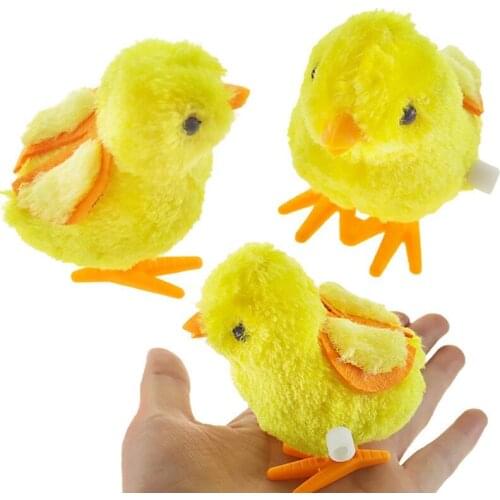 1Pcs Cute Plush Wind Up Chicken Kids Educational Toy Clockwork Jumping Walking Chicks Toys For Children Baby
