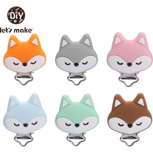 Lets make 1pc Fox silicone Baby Pacifier clips Solid Color Holders Infant Soother Clasps Baby Chew Dummy Chain Adapter Toys