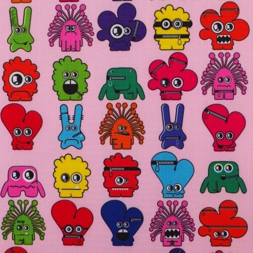 1 yard Polyester/PVC coated Waterproof Fabric for bag, cartoon on pink background (width=140cm)