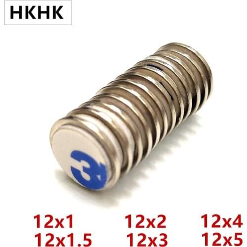 10/100Pc magnet 12x1 12x1.5 12x2 12x3 12x4 12x5 mm 3M self - adhesive NdFeB magnet 12mm rounded foam tape Magnetic standard