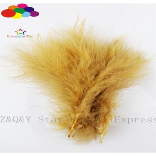 10-15CM (4-6 inches) natural 100PCS turkey fur dyed khaki red full velvet craft decoration DIY jewelry show costume feather