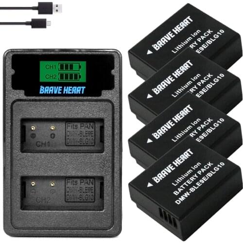 2Pcs 1800mAh DMW-BLG10 BLG10 BLG10E DMW-BLE9 Battery + LCD Dual USB Charger for Panasonic LUMIX GF5 GF6 GX7 LX100 GX80 GX85