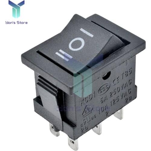 2PCS 6Pin DPDT Rocker Switch ON-OFF-ON 3 Position Snap Boatlike Rocker Switch AC 6A/250V 10A/125V Plastic and Metal For Machine