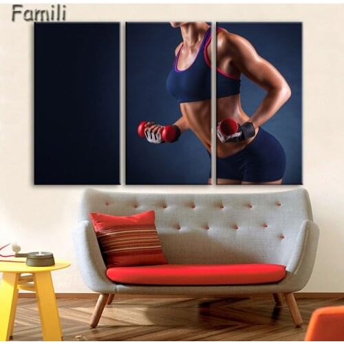 3pcs Wall Art Poster Bodybuilding Exercise Fitness Sports Painting Canvas Printing Unframed Modular Pictures,living room decorat