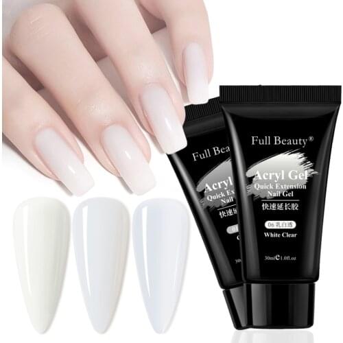 30ml Poly Nail Gel for Extension Quick Building UV Gel White Clear Glitter Acrylic Gel Polish Finger Prolong Manicure Tools 1901