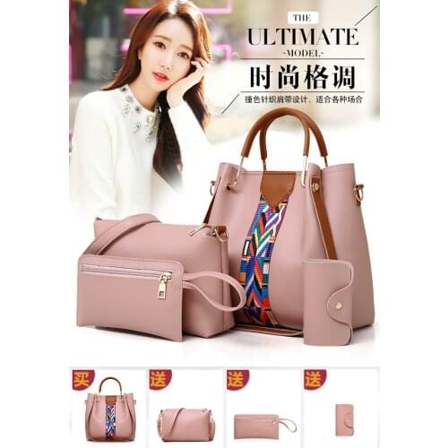 4pcs/lot Fashion Women PU Leather Handbag Crossbody Bag Clutch Bag Card Holder Top-Handle Bags Female Shoulder Bag Mommy