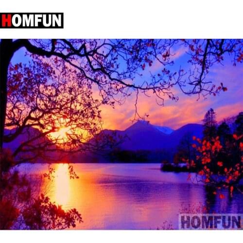HOMFUN Full Square/Round Drill 5D DIY Diamond Painting "Dusk beautiful scenery"Embroidery Cross Stitch 5D Home Decor Gift A27759