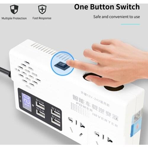 Car Power Inverter DC12V/24V to AC220V 250W Power Converter Digital Display Power Voltage Transformer Auto Electrical System