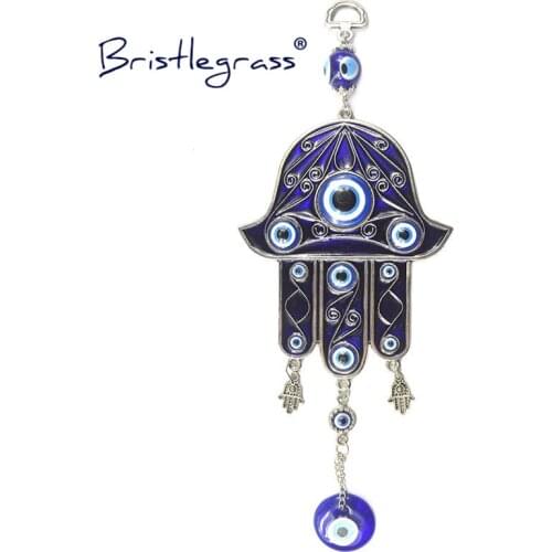 BRISTLEGRASS Turkish Blue Evil Eye Hamsa Hand Amulets Lucky Charms Wall Hanging Pendants Blessing Pendulum Protection Gift Decor