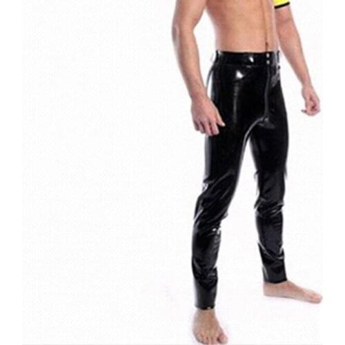 Handmade Black Latex Man Pants with Front Zipper Gummi 0.4mm Rubber Jeans Customize Plus Size