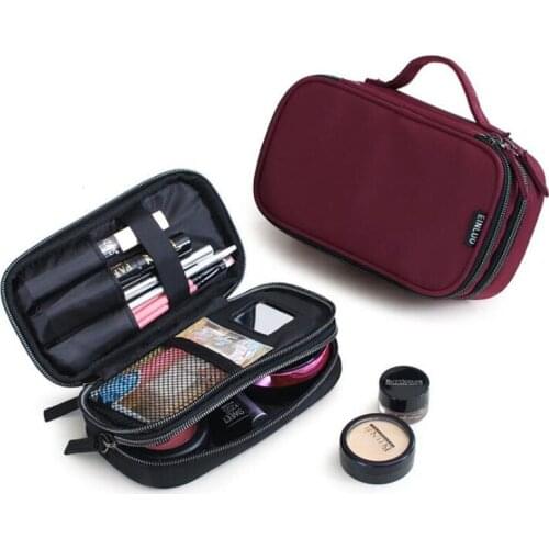 Double-Layer Zipper Unisex Portable Travel Cosmetic Storage Bag Mini Wash Bag Sundries Organizer