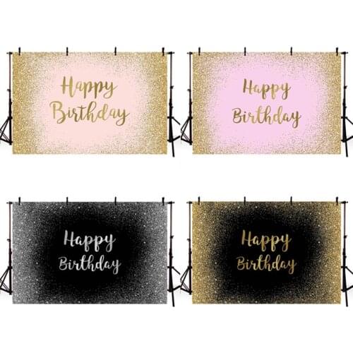 Birthday Party Backdrop for Gliiter Pink Gold Black Silver Decoration Photo Booth Background Photography Customize Photocall