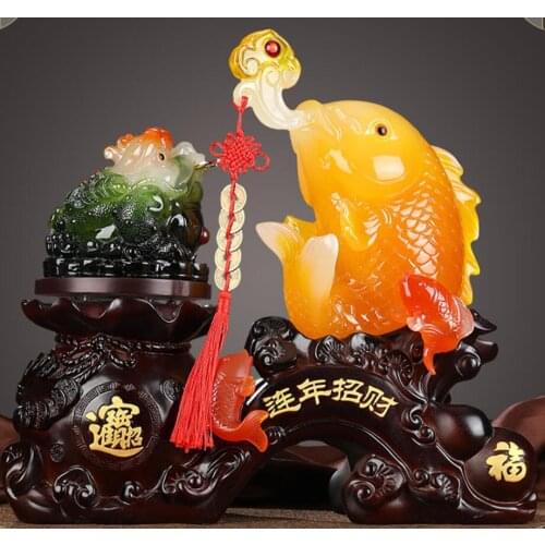 Fortune gold toad furnishing piece of Chinese carp porch decoration small wish decoration hotel opening housewarming gifts for f