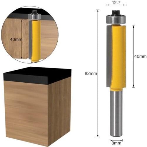 1PCS 8mm Shank 2" Flush Trim Router Bit with Bearing for Wood Template Pattern Bit Tungsten Carbide Milling Cutter for Wood