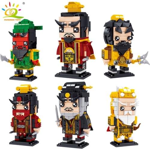 HUIQIBAO Romance of the Three Kingdoms Liu Bei Zhang Fei Building Blocks Dolls Chinese Traditional Figures Bricks Children Toys