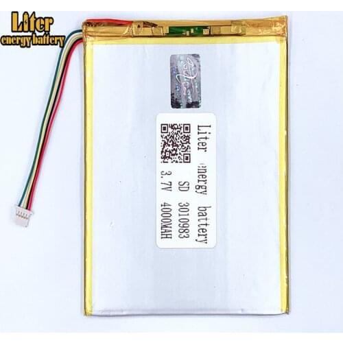 Plug 1.0-5P 3.7v 3010983 3011085 4000mah Polymer Lithium Li-Po Rechargeable Battery For MP5 GPS DVD E-book Tablet PC video gamey
