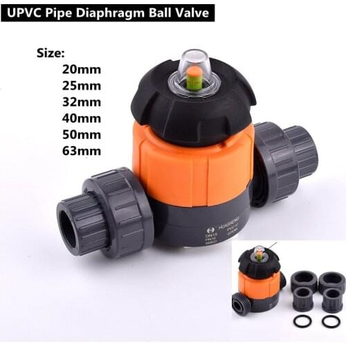 20/25/32/40/5063mm UPVC Pipe Diaphragm Ball Valve Garden Agriculture Irrigation Aquarium Fish Tank Industrial Connector Fittings