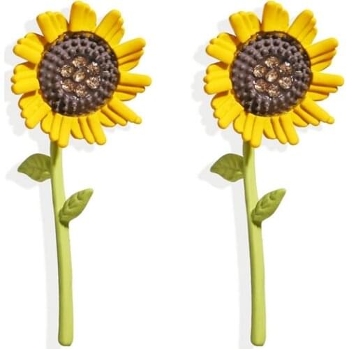 Korean Sweet Cute Sunflower Flower Stud Earrings Fashion Small Fresh Earrings Womens Jewelry Gift
