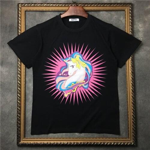 Men New Novelty 19ss gentleman Halo Unicorn T Shirts T-Shirt Hip Hop Skateboard Street Cotton T-Shirts Tee Top kenye #F35
