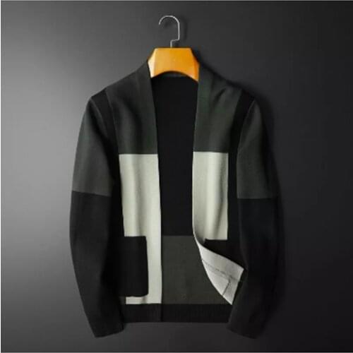 British Style Mens Knitted Cardigan Fashion Sweater Slim Trend Autumn V-Neck Casual Coat Male