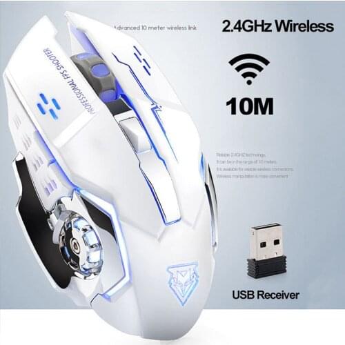 3500DPI Wireless Charging Gaming Mouse 2.4Ghz Backlight Mechanical Mute Optical Mouse 6 Button Adjustable DPI for Pc Laptop