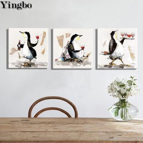 3 Piece Cute animal penguin diamond mosaic full drill square embroidery sale 5d diy diamond painting mosaic picture rhinestone