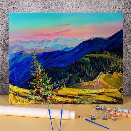 Landscape Evening DIY Painting By Numbers Complete Kit Acrylic Paints 50*70 Canvas Painting Decorative Handicraft