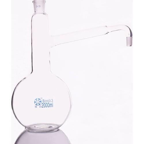 Full glass distiller flat bottom flask,Capacity 2000ml,Female 24/29,Male 19/26,Distilling flask