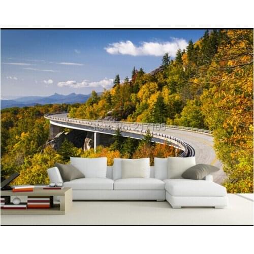Custom Papel de parede wallpaper for the living room sofa backdrop wall paper vinyl wallpaper highway landscape