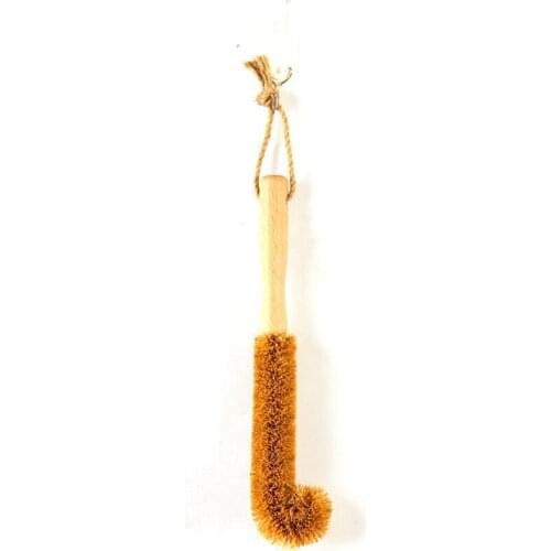 Practical LONG HANDLE CUP BRUSH Brown Wash Cup Brush Kitchen Brush CUP Son Wood Bottle Brush Glass Cleaning Brush 360 Degree